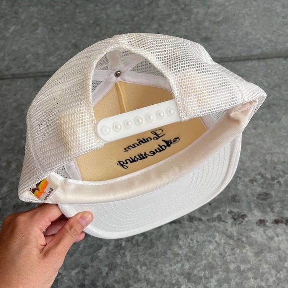 Vintage Latham Advertising Script Embroidered Snapback Hat White Blue Retro Dad - Picture 6 of 10